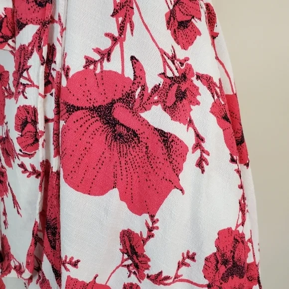 Free People "French Quarter" Red Floral Ruffle Mini Wrap Dress Size XS - Picture 8 of 15